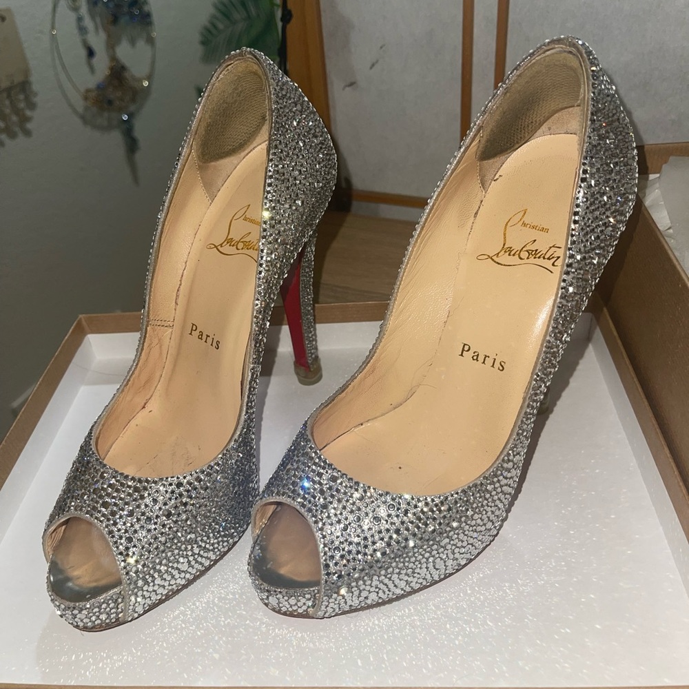 Christian Louboutin Suede Strass Very Riche 120 Platform Pumps Aurora Boreale